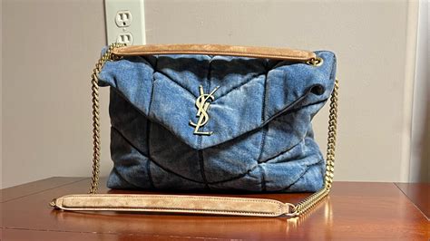 ysl beige puffer bag|ysl small denim puffer bag.